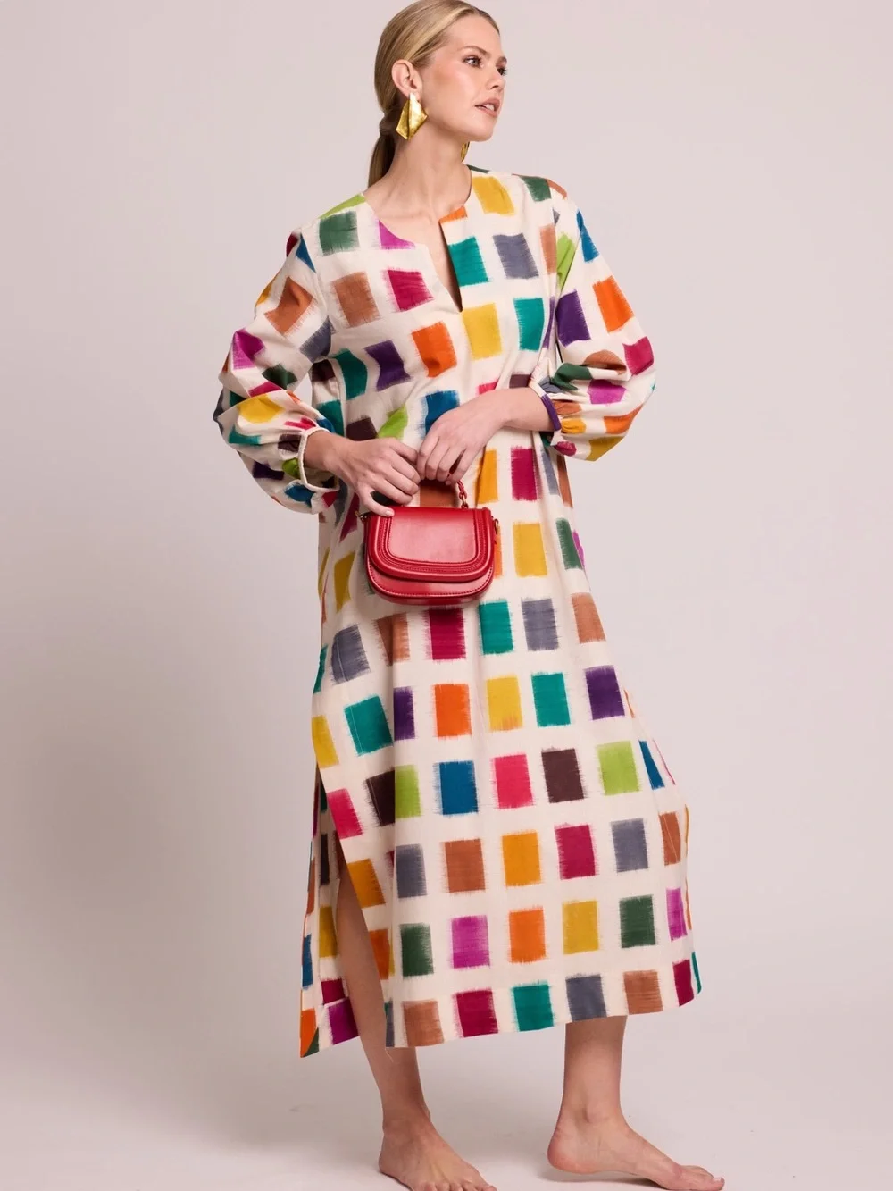 Kleed Nagar Squares Kaftan Dress - Picture 12 of 12